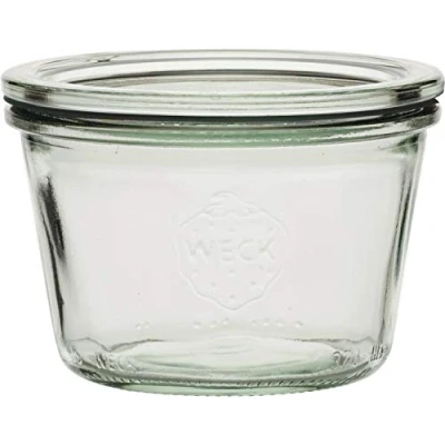 Afbeelding van Weck Inmaakpot, 250 ml, ronde rand, weckpotten, dessertglazen, decoratief, veelzijdig, inhoud: 0,25 liter, voor het bewaren van voorraden, 3 stuks