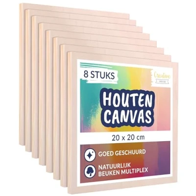 Afbeelding van Creative Deco Houten Schilderborden Set van 8 Stuks 20 x cm Multiplex Canvas Paneel voor het Schilderen Gepeperde Mixed Media Ambacht, Encaustiek, Decoupage, Foto&#039;s