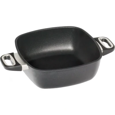 Afbeelding van AMT Gastroguss Diepe vierkante pan Handgegoten aluminium 26 x 9 cm Geschikt voor inductie Met zijgrepen