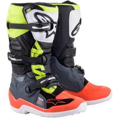 Afbeelding van Alpinestars 2024 Tech 7S Crosslaarzen Donker Grijs / Fluor Rood Geel maat 38