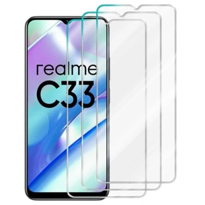 Afbeelding van Cadorabo 3x Screenprotector geschikt voor Realme C33 Beschermende Pantser Film in Getemperd (Tempered) Display beschermend glas 9H hardheid met 3D Touch