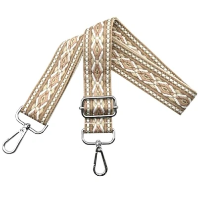 Afbeelding van Verstelbare schouderriem voor dames, draagriem, tassenriem om te wisselen, tasriem breed 3,8 cm met zilveren karabijnhaak, schoudertas, handtassen, wit, kaki, N3