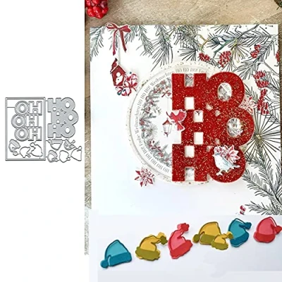 Afbeelding van Brief Kerst Hoed Frame Metalen Die Cuts,Vrolijk Kerstboom Word Card Snijden Dies Stencils DIY Scrapbooking Album Decoratieve Embossing Papier Festival Kaart Maken