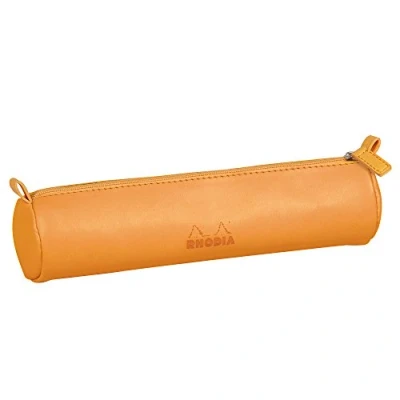 Afbeelding van Rhodia 318890C rond etui (21,5 x 5 cm, kunstleer, elegant en praktisch, ritssluiting handgreep, ideaal voor onderweg), 1 stuk, oranje