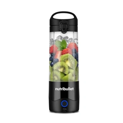 Afbeelding van nutribullet Draagbare 60W blender in zwart Krachtig afzuigblad, 590 ml beker, to go deksel, USB C oplaadkabel en gebruikershandleiding Levert 15+ mengcycli Gezonde shakes onderweg