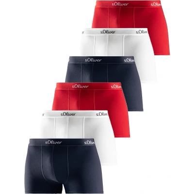 Afbeelding van s.Oliver Retro 6ER PACK Basic Onderbroeken, Heren, Maat: XL, Rot dunkelblau weiß