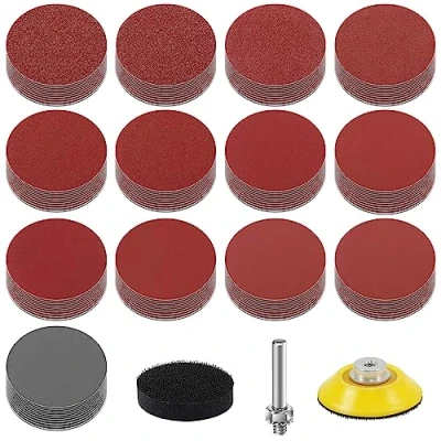 Afbeelding van KONGMING 130 stuks schuurpapier klittenband 2 inch 50mm Grit 80 100 120 150 240 320 400 600 800 1000 1200 2000 3000 Schuurschijf Pad Kit Polijsten Adapter