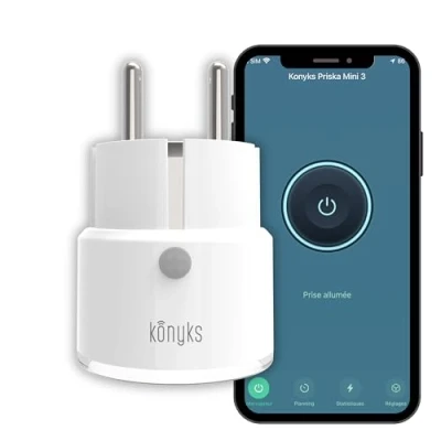 Afbeelding van 10A WiFi aangesloten stopcontact met verbruiksmeter Konyks Priska Mini 3 FR