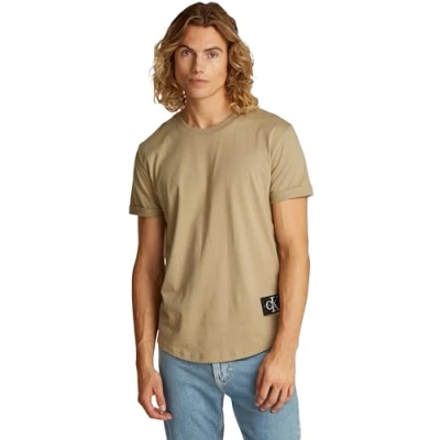Afbeelding van Calvin Klein Jeans Badge TURN UP Sleeve Tshirt basic, Heren, Maat: XS, Tree house