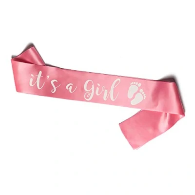 Afbeelding van Sjaal Mum to Be wit en goud voor de babyshower (It&#039;s a Girl)
