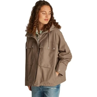 Afbeelding van Tommy Hilfiger Short Jas, Dames, Maat: 32, Tundra brown