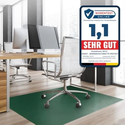 Afbeelding van KARAT Vloerbeschermingsmat voor harde vloeren Neo vloerbescherming beschermmat bureaustoel parket laminaat vloermat dikte: 1,5 mm (groen, 90 x 150 cm)