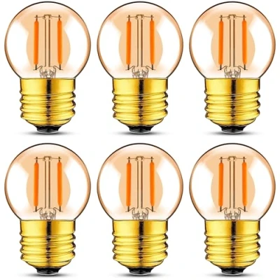 Afbeelding van E27 LED Vintage Gloeilamp Genixgreen G40 1W Filament Lamp Vervangt 10 Watt Edison 2200K voor Kroonluchters, Niet dimbaar, Pak van 6