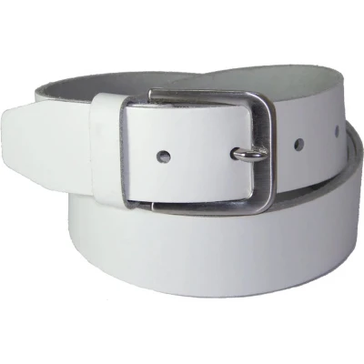 Afbeelding van Extra lange 100% Leren Riem, 4 cm. Breed, taillemaat 135 Wit.