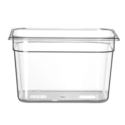 Afbeelding van HENDI Gastronorm container, voedsel opslag temperatuurbestendig van 40 tot 110C, vaatwasserbestendig, geur en smaakloos, 12.5L, polycarbonaat, GN 1/2, 325x265x(H)200mm, transparant