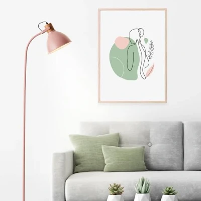 Afbeelding van Lightbox moderne Stehlampe in Hellrosa 150 x 25 35 cm skandinavische Leseleuchte aus Kautschukbaum mit schwenkbarem Kopf &amp; Schalter E27, max. 40 W Metall/Holz