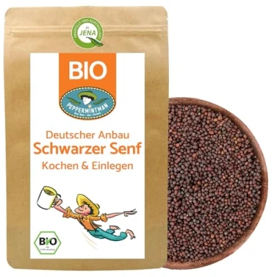 Afbeelding van Biologische zwarte mosterdzaad, Duitse teelt, kruiden &amp; mosterd maken, 1 kg, PEPPERMINTMAN