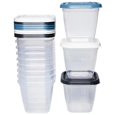 Afbeelding van Kigima Diepvriesdoos, vershouddoos, 550 ml, vierkant, set van 12, kleurrijk Elegance