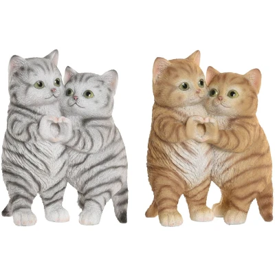 Afbeelding van Decoratieve figuren Home ESPRIT Bruin Grijs Katten 13,5 X 9 18 CM (2 Stuks)
