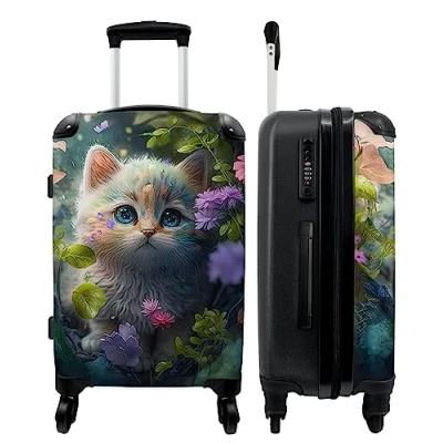Afbeelding van NoBoringSuitcases.com® Kindertrolley meisjes met kitten Trolley koffer kinderen 20 kg bagage