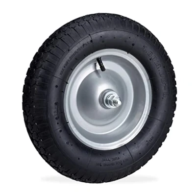 Afbeelding van Relaxdays kruiwagenwiel 4.80 4.00 8 luchtband met as stalen velg tot 200 kg zwart