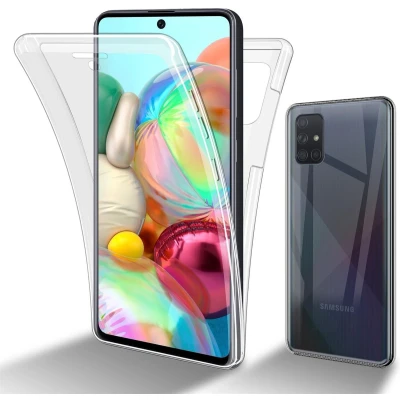 Afbeelding van Cadorabo Hoesje geschikt Voor Samsung Galaxy A51 4G / M40s in TRANSPARANT 360 Full Body Case Cover Beschermhoes en achterbescherming, all round bescherming met displaybescherming