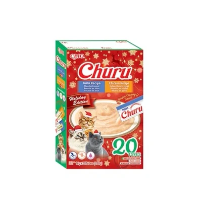 Afbeelding van INABA CIAO Holiday Box Dashi Delights 10 Kip Churu Tonijn Rijk aan eiwitten Kattenvoer Topping Natuurlijke ingrediënten Lekker en gezond