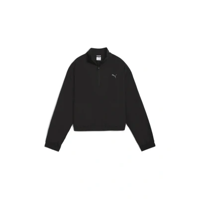 Afbeelding van HER relaxte top met halve rits voor Dames, Zwart, Maat XS PUMA