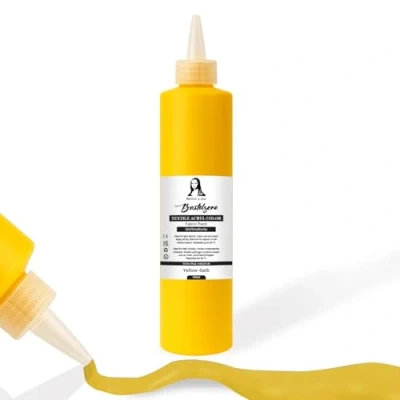 Afbeelding van Stofkleur 500ml. Wasvaste textielverf. T shirt kleur voor lichte stoffen. Wasmachinebestendig, wasbestendig. Textielverf, textielverf fixatie door strijken (geel)