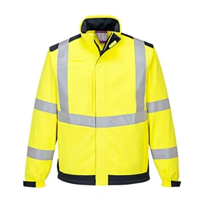 Afbeelding van Portwest MV72 Modaflame Multinormen Arc Softshell Jack, Geel/Marine, Normaal, Grootte M