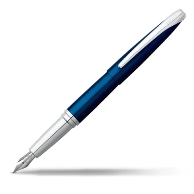 Afbeelding van Cross ATX vulpen (M veer, incl. 2 zwarte inktpatronen en premium geschenkdoos) blauw lak doorschijnend