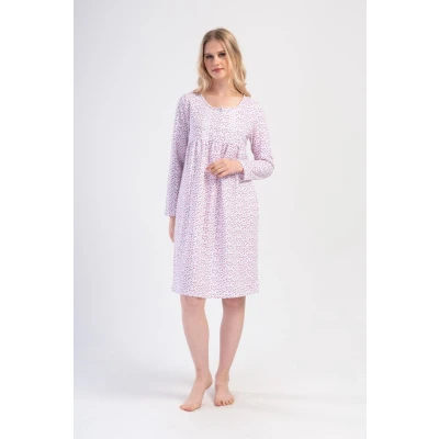 Afbeelding van Vienetta Dames Nachthemd, Lange Mouwen, Roze M