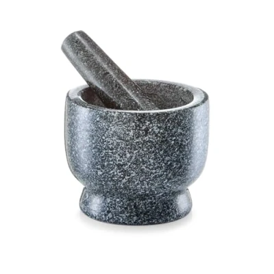 Afbeelding van Vijzel met stamper graniet zwart D12 x H10 cm en mortier