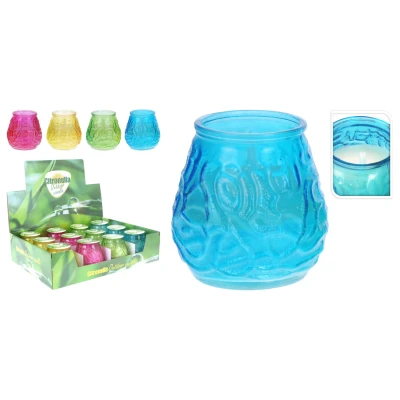 Afbeelding van Citronella kaars in glas gekleurd (1 stuk) assorti