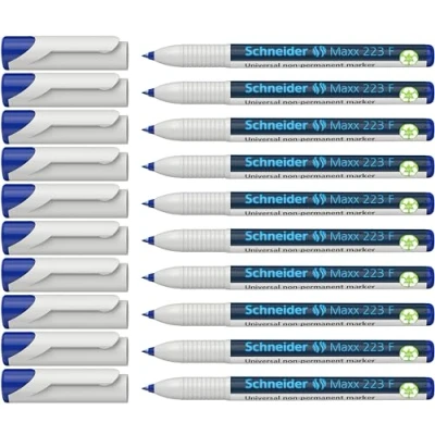 Afbeelding van Schneider Maxx 223 F universele marker (niet permanent, vochtig afneembaar, 0,7 mm) verpakking van 10 blauw