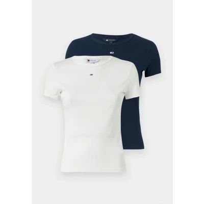 Afbeelding van Tommy Jeans Essential 2 PACK Tshirt basic, Dames, Maat: 36, Ecru/dark night navy