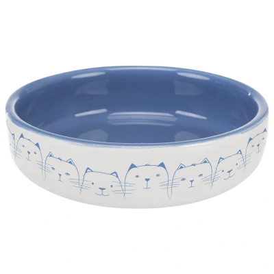 Afbeelding van Trixie Voerbak / Drinkbak Kat Platte Neus Lichtblauw Wit 300 ML 15 CM
