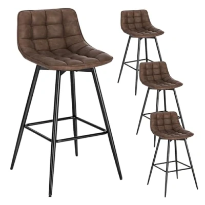 Afbeelding van WOLTU 4 Barkrukken modern in Kunstleer,Barstoelen krukken poten metaal sterk,Bruin BH249br