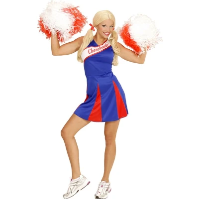 Afbeelding van Widmann Cheerleader Kostuum Amerikaanse Blauw / Rood Vrouw Blauw, Medium Carnavalskleding Verkleedkleding