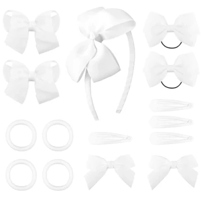 Afbeelding van DRESHOW Strik Haaraccessoires Set Haarclips, Hoofdband, Lint Haarspeldjes, Paardenstaart Houder voor Klein Meisje Kinderen Kerstverjaardagscadeau