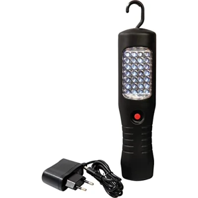 Afbeelding van as Schwabe Akku LED Handlampe mit Ladegerät 2,5 W Arbeitsleuchte Multifunktionsleuchte 28 superhellen LEDs Mobile Leuchte 360 drehbarem Haken IP20 Schwarz I 42412