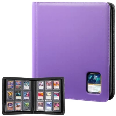 Afbeelding van ProCase Toploadermap voor kaarten, geschikt 324 toploaders met 9 zakken, toploaderopslag ruilkaarten of sportkaarten, compatibel TCG, MTG in 3 x 4 inch paars