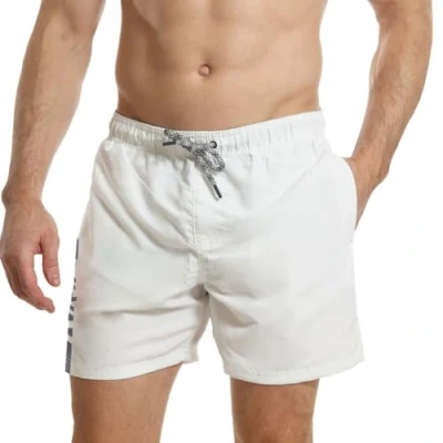 Afbeelding van Ript Essentials Mannen Verticale Streep Sneldrogende UV 50 Zonwering Perzik Finish Zwembroek Trunks, Wit/Navy, Medium