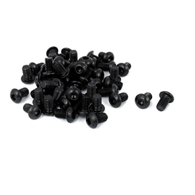 Afbeelding van sourcingmap M6x10mm Button Head Hex Socket Cap Schroef Bout Zwart 50 stks