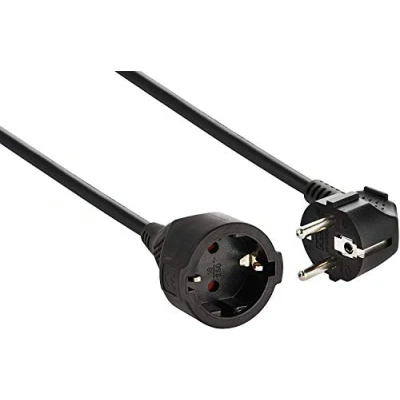 Afbeelding van Electraline 01692 geaard contact, 3 m kabel, wit, kunststof IP20 voor binnen, verlengkabel met kinderbeveiliging/schuko verlenging, zwart