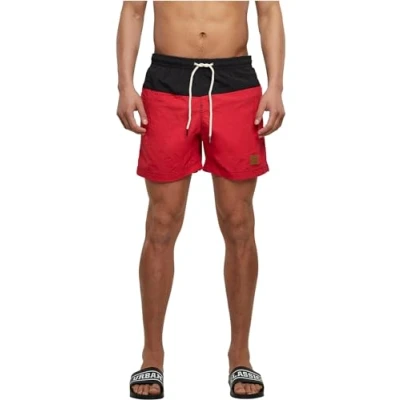 Afbeelding van Urban Classics Block Zwemshorts, Heren, Maat: 5XL, Black/red