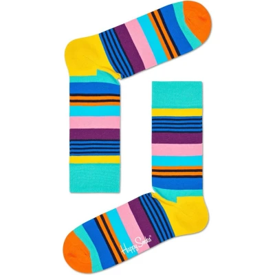 Afbeelding van Happy Socks Multi Stripe Sokken, Turquoise Maat 36 40