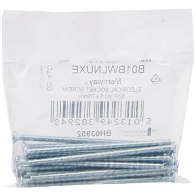 Afbeelding van Merriway BH03952 (20 stuks) M3,5 x 75mm 3&quot; BZP Verhoogde CSK Elektrische Plug Socket Schakelaar MachineSchroef Pack van 20 Stuks