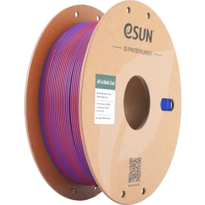 Afbeelding van eSUN Mat Dual Colour Filament, PLA Filament 1.75mm, Glansvrije Kleur, Matte Textuur, 1KG Spoel (2.2 LBS) 3D Printing voor Printers (Rood Blauw, 1KG)