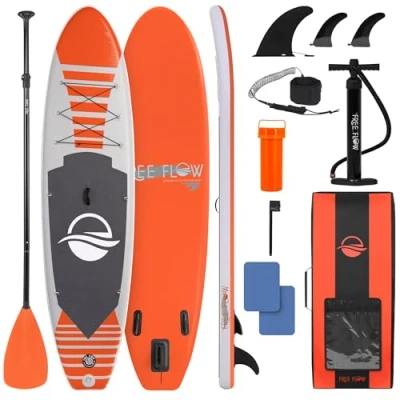 Afbeelding van SereneLife Opblaasbaar Stand Up Paddle Board (15 cm Dik) met Premium SUP Accessoires &amp; Draagtas Brede Stand, Bodemvin voor Peddelen, Surfcontrole, Antislip Dek Jeugd Volwassen Staande Boot